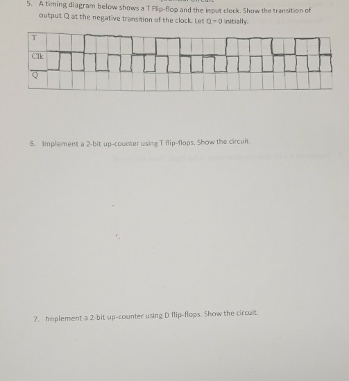 Solved 5. A timing diagram below shows a T Flip-flop and the | Chegg.com