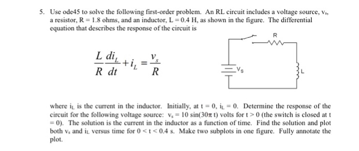 Solved Use ode45 to solve the following first-order problem. | Chegg.com