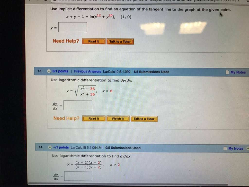 Solved Use Implicit Differentiation To Find An Equation Of Chegg Com