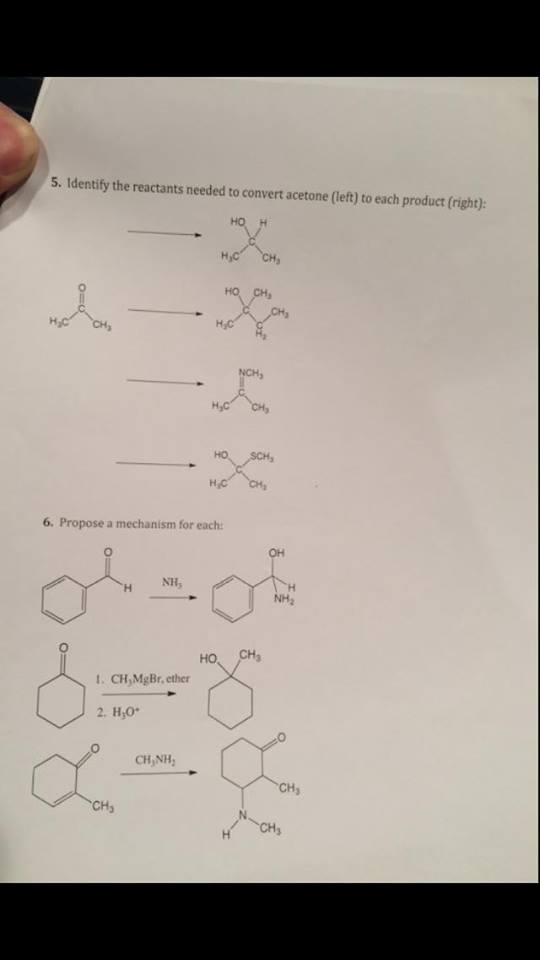 Solved 5. Identify the reactants needed to convert acetone