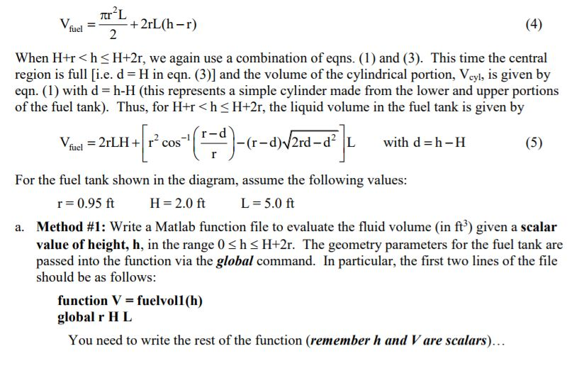 Solved Problem #2: Volume of Fuel in a Standard Fuel Tank A | Chegg.com