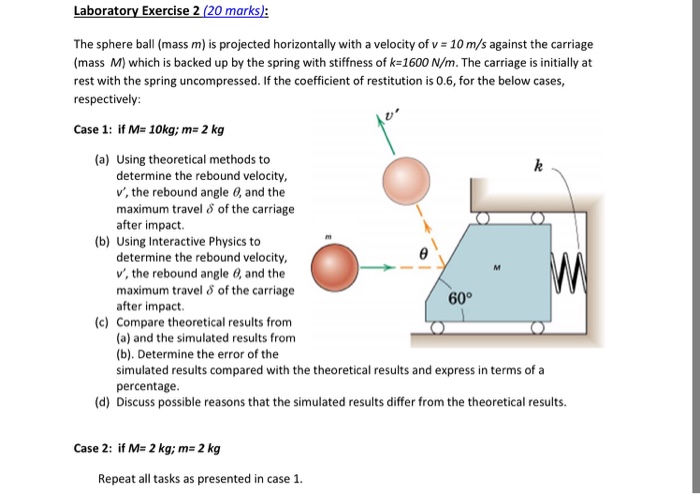 Solved The Sphere Ball (mass M) Is Projected Horizontally | Chegg.com