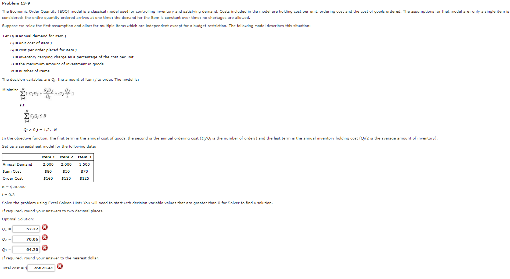 Solved The Economic Order Quantity (EOQ) model is a | Chegg.com