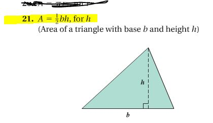 A = 1/2 bh, h (Area of a triangle with base b | Chegg.com