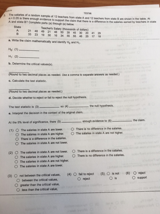 Solved The Salaries Of A Random Sample Of 12 Teachers From | Chegg.com