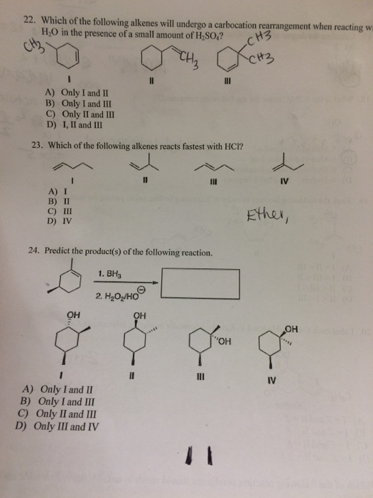 Solved Which Of The Following Alkenes Will Undergo A | Chegg.com