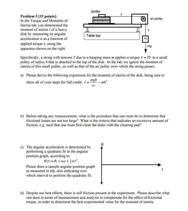 Solved In The Torque And Moments Of Inertia Lab, You | Chegg.com