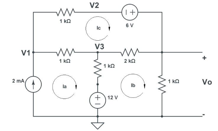 Solved Solve for Vo using nodal analysis on nodes V1, V2, | Chegg.com