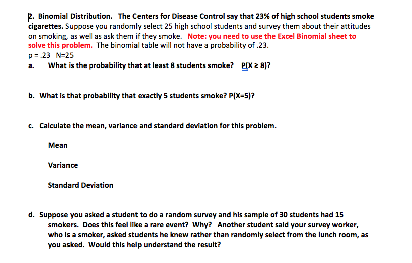 Solved 2. Binomial Distribution. The Centers for Disease | Chegg.com