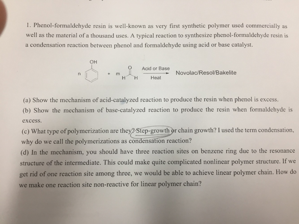 Solved Phenolformaldehyde resin is wellknown as very first