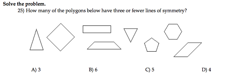 Solved How many of the polygons below have three or fewer | Chegg.com