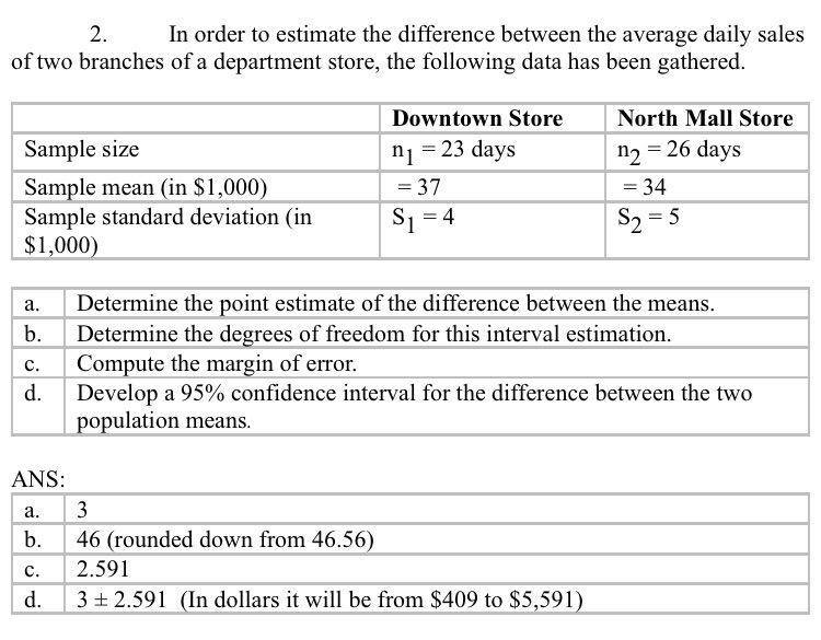 Solved In order to estimate the difference between the | Chegg.com
