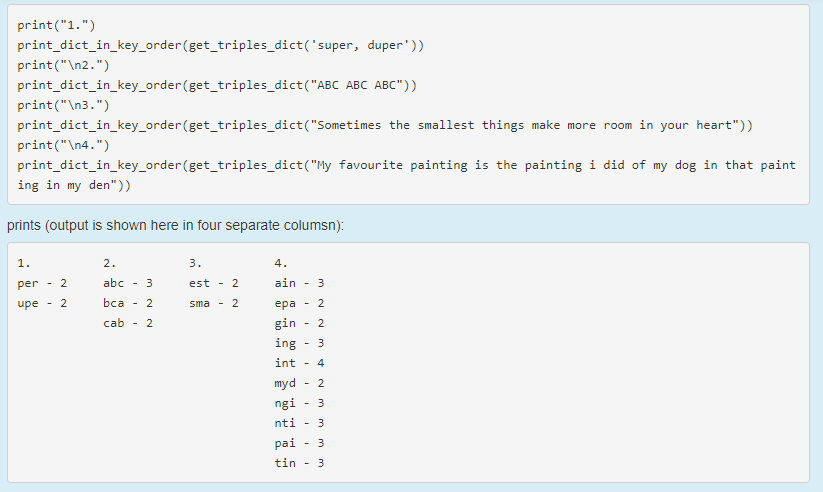 Solved Define the get_triples_dict() function which is | Chegg.com