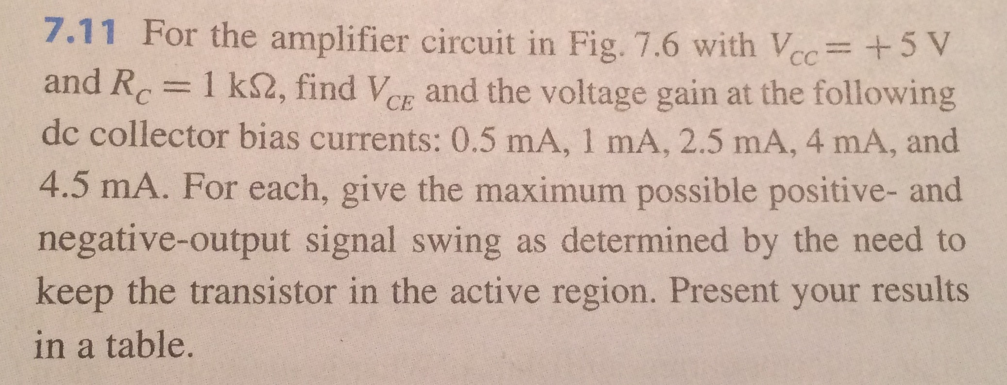 Solved Rc UCE E Figure 7.6 BJT amplifier biased at a point