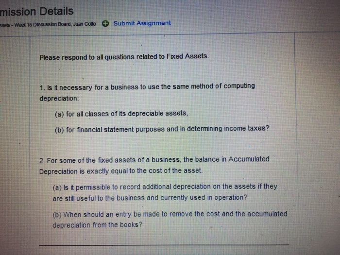 Solved Is it necessary for a business to use the same method