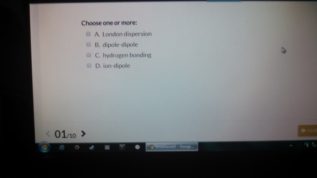 Solved Which intermolecular forces do the particles in the