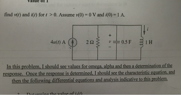 Solved Find V(t) And I(t) For T > 0. Assume V(0) = 0 V And 