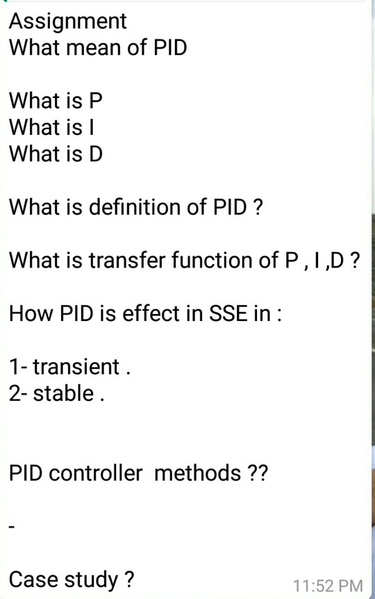 Solved Assignment What mean of PID What is P What is l What