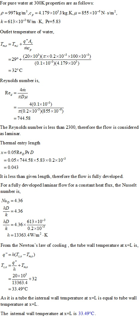 (Solved) - A circular tube of diameter D = 0.2 mm and length L = 100 mm ...