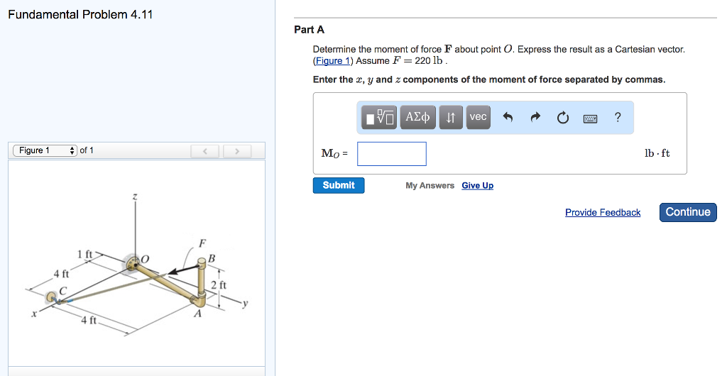 Solved Determine the moment of force F about point O. | Chegg.com