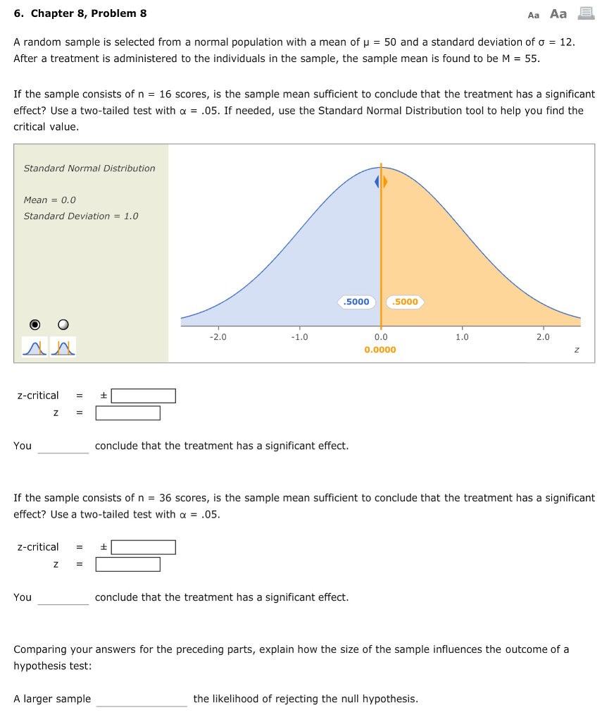 Solved 6. Chapter 8, Problem8 Aa Aa A random sample is | Chegg.com