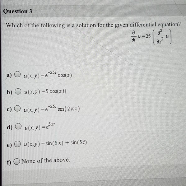 Solved Which of the following is a solution for the given | Chegg.com