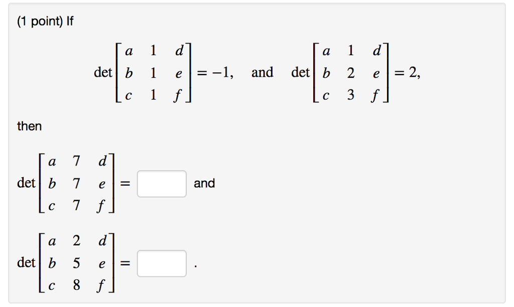 Solved def 123 bc def abc def def 258 abc 777 bc det det | Chegg.com