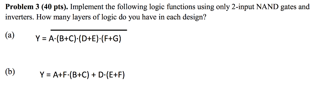 Solved Implement The Following Logic Functions Using Only | Chegg.com