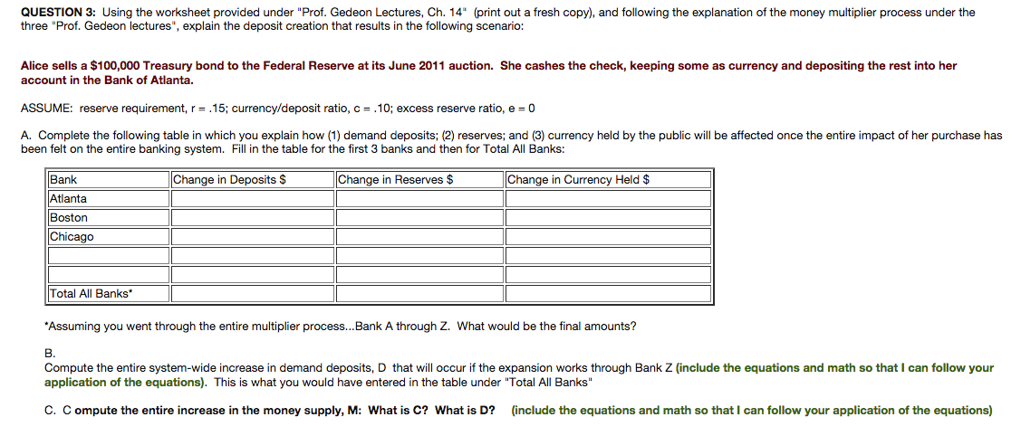 Monetary Policy Worksheet Answers