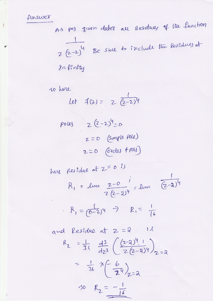 Solved Find All Residues Of The Function . Be Sure To | Chegg.com