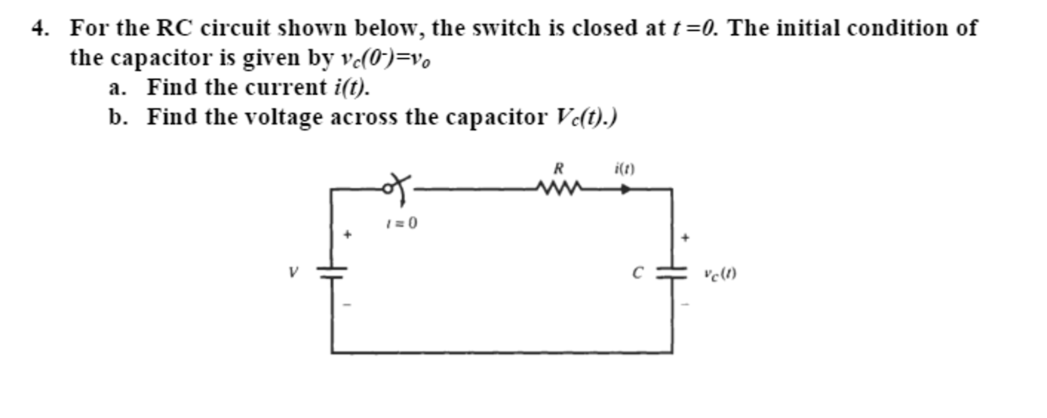 Solved For the RC circuit shown below, the switch is closed | Chegg.com