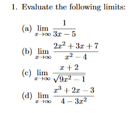 Solved Evaluate The Following Limits: Lim X Rightarrow | Chegg.com