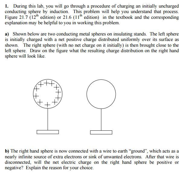 [Solved] Shown Below Are Two Conducting Metal Spheres On Insulating ...