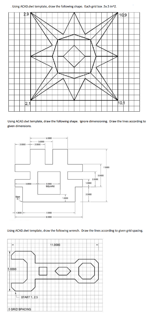 Solved Simple Autocad drawings Please draw the following | Chegg.com