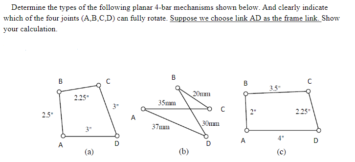 Solved Determine the types of the following planar 4-bar | Chegg.com