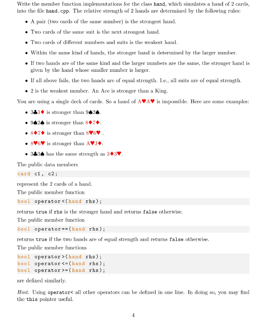 Solved C++ I need to compile hand.cpp ASAP! Please fix | Chegg.com