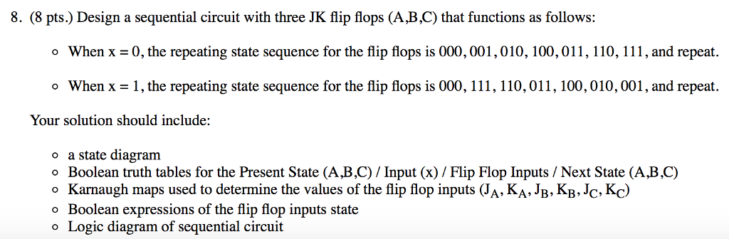 Solved Design a sequential circuit with three JK flip flops | Chegg.com