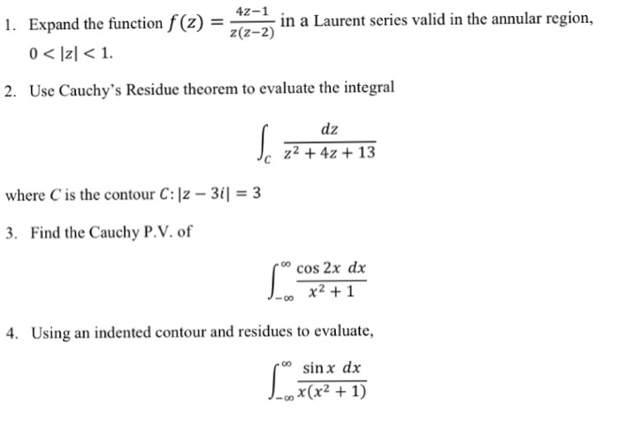 Solved Expand the function f(z) = 4z 1/z(z 2) in a