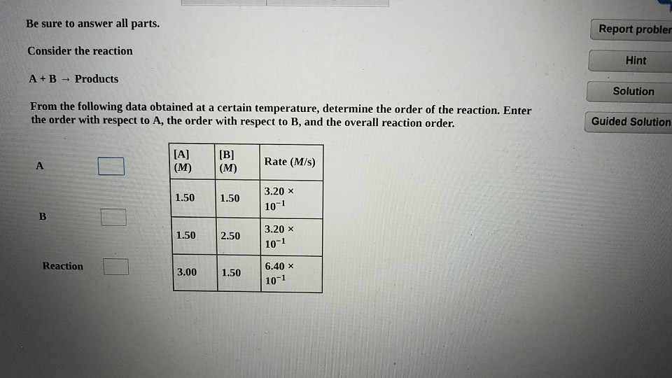Solved Be sure to answer all parts. Consider the reaction | Chegg.com