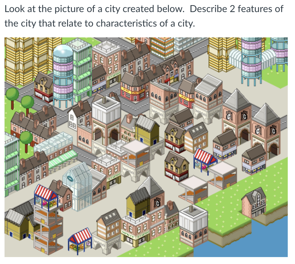 Solved Look at the picture of a city created below. Describe | Chegg.com