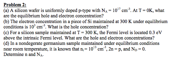 Solved (a) A silicon wafer is uniformly doped p-type with | Chegg.com