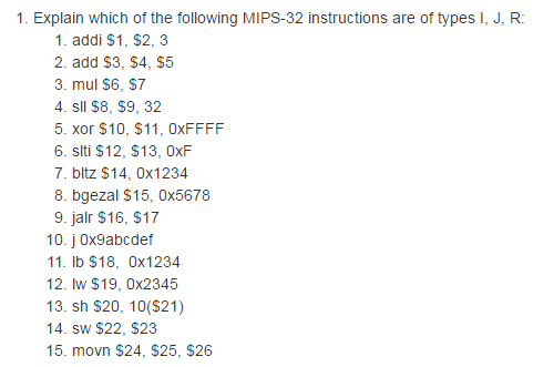 Solved Explain which of the following MIPS-32 instructions | Chegg.com