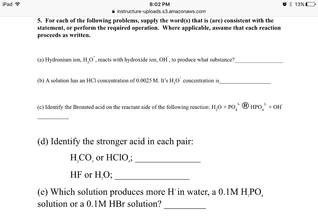 Solved For each of the following problems, supply the | Chegg.com