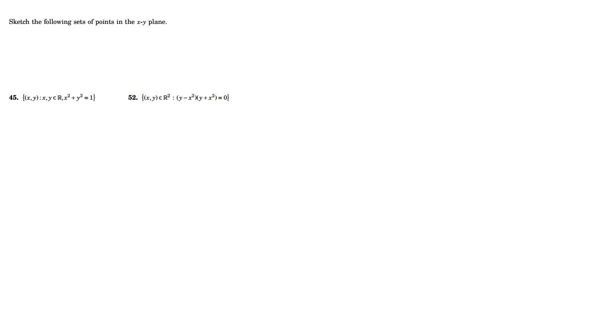Solved Sketch The Following Sets Of Points In The X Y Pla Chegg Com