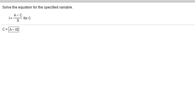 Solved Solve the equation for the specified variable I = | Chegg.com