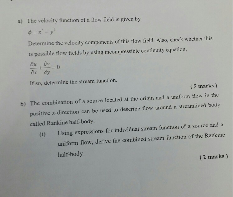 Solved a) The velocity function of a flow field is given by | Chegg.com