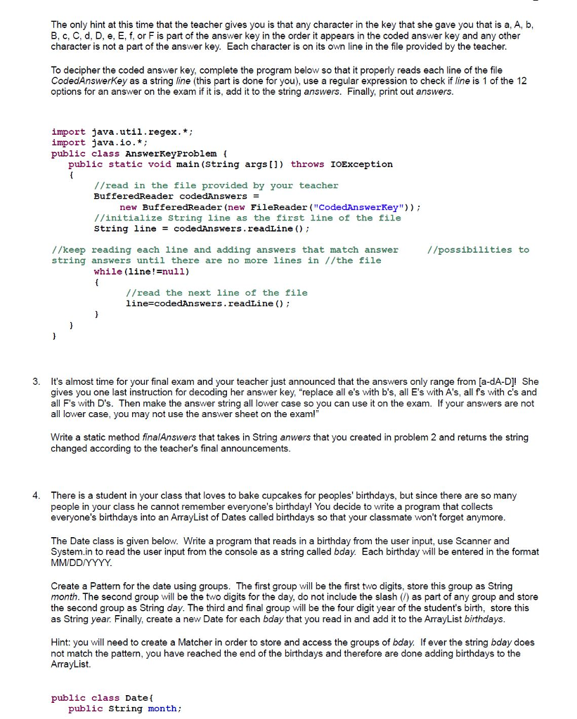 Solved Java Programming 3 2 Use Regular Expressions Chegg