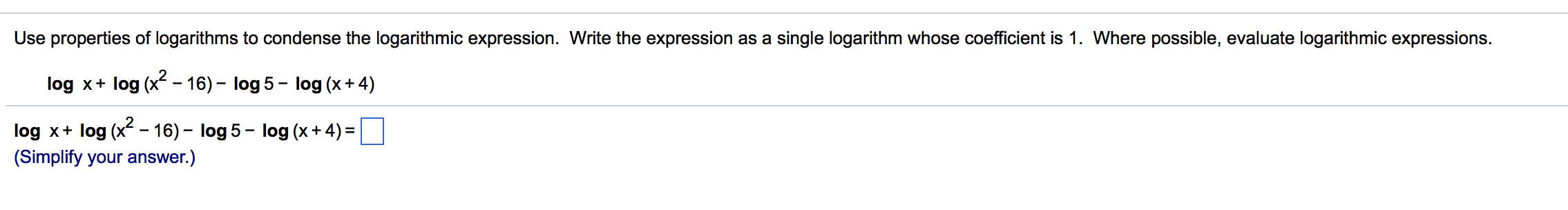 logarithmic condense calculator