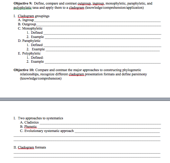 Solved objective 9: Define, compare and contrast outgroup, | Chegg.com