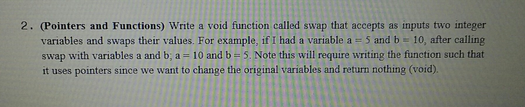 Solved 2. (Pointers and Functions) Write a void function | Chegg.com